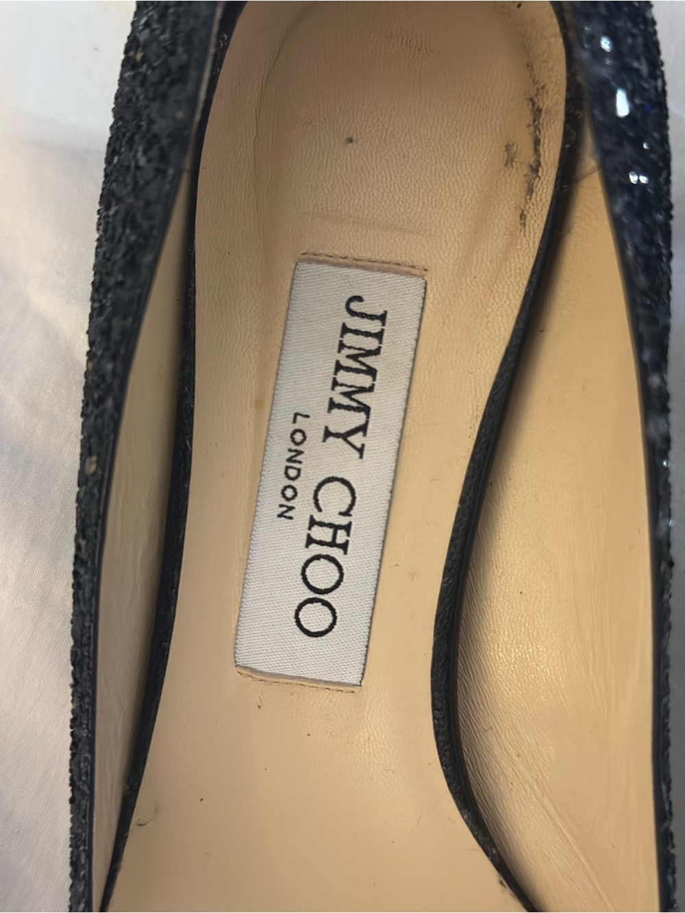 Jimmy Choo Black Glitter Pointed Pumps - Picture 3 of 10